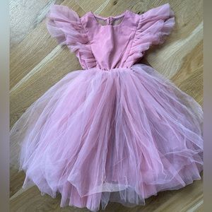 Pink Tulle Tutu Dress with pearl button detail. NWT 2T/3T.